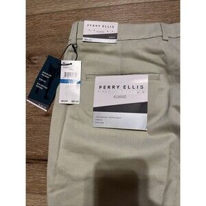 Perry Ellis Portfolio Slim Fit Sand Cream Dress Pants 36x32